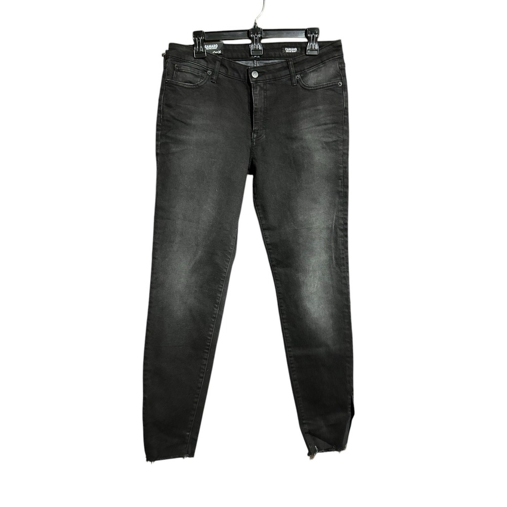 PRPS Camaro Womens 30 Mid Rise Skinny Jeans Raw Hem Black F81P122A NEW